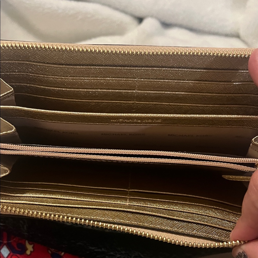Michael Kors Metallic Gold Zip-Around Wallet - Picture 2 of 3
